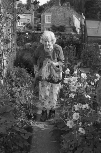 Lucy Saggers - Betty with freshly dug potatoes - Ampleforth  